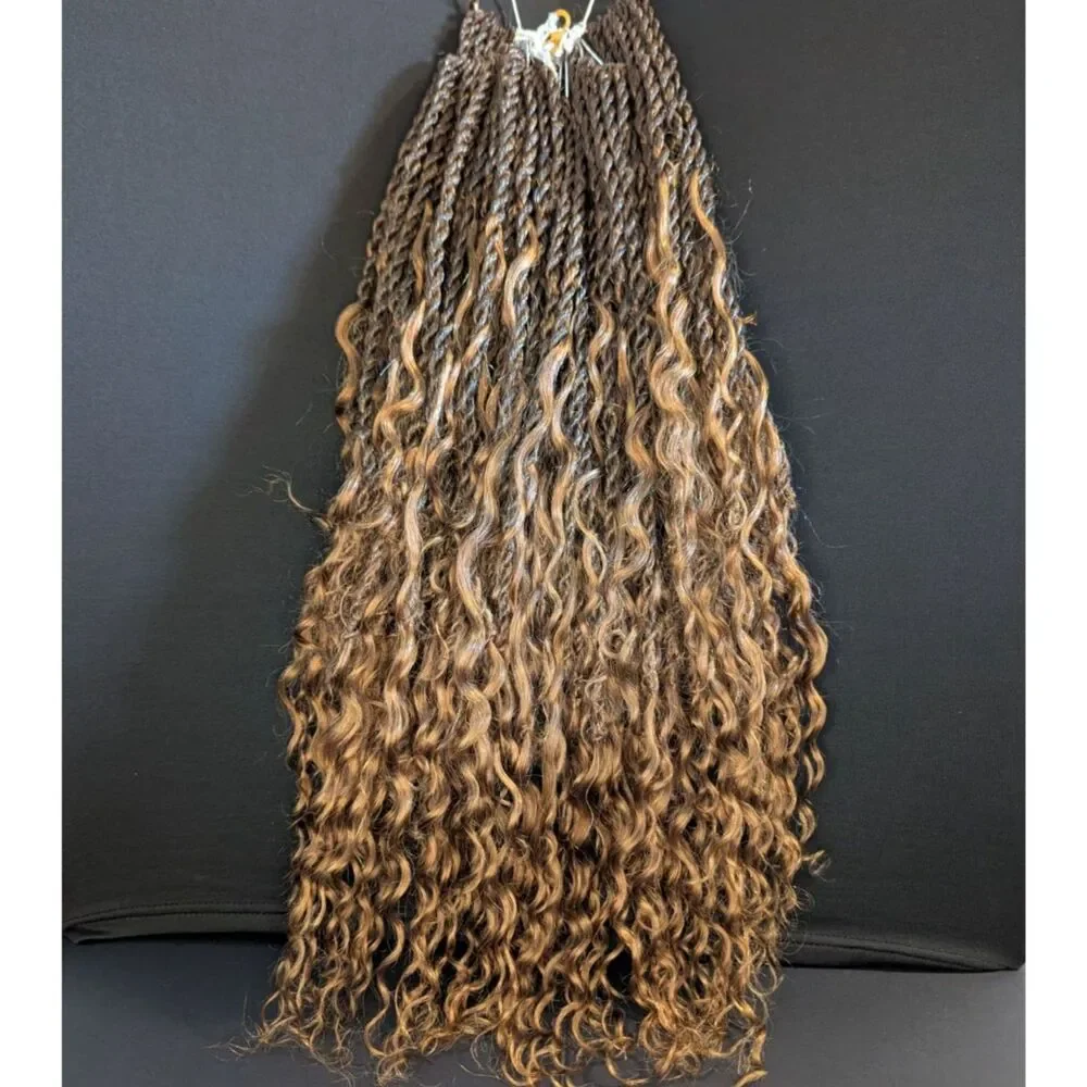 Boho Island Twist Human Hair Curls - 14 Inch 8 Packs Miracle Knots Crochet Hair
